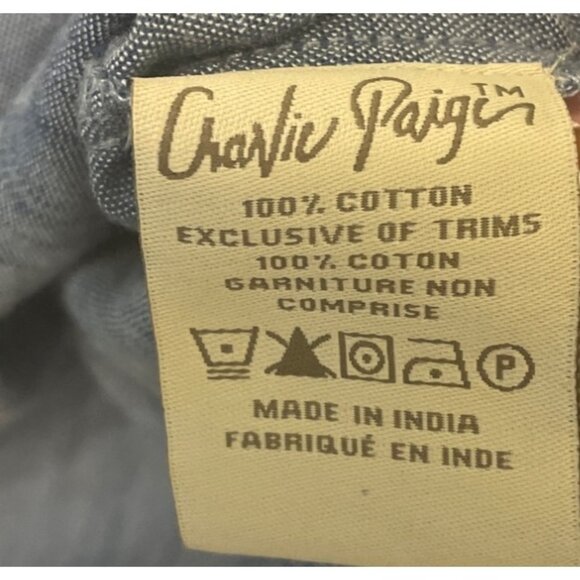 Charlie Paige Womens Chambray Tiered Blue Tunic Top XL Boho Beach Vacation - Picture 5 of 7